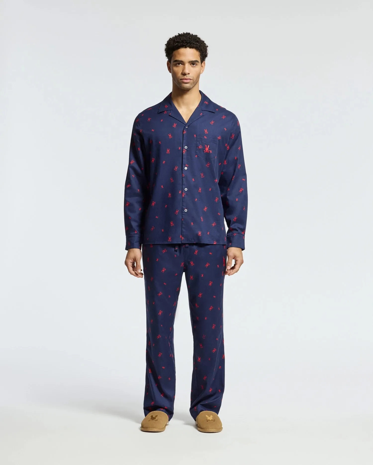 MENS ALL OVER PRINT FLANNEL PAJAMA SET - B6X343E200 sold by Psycho Bunny