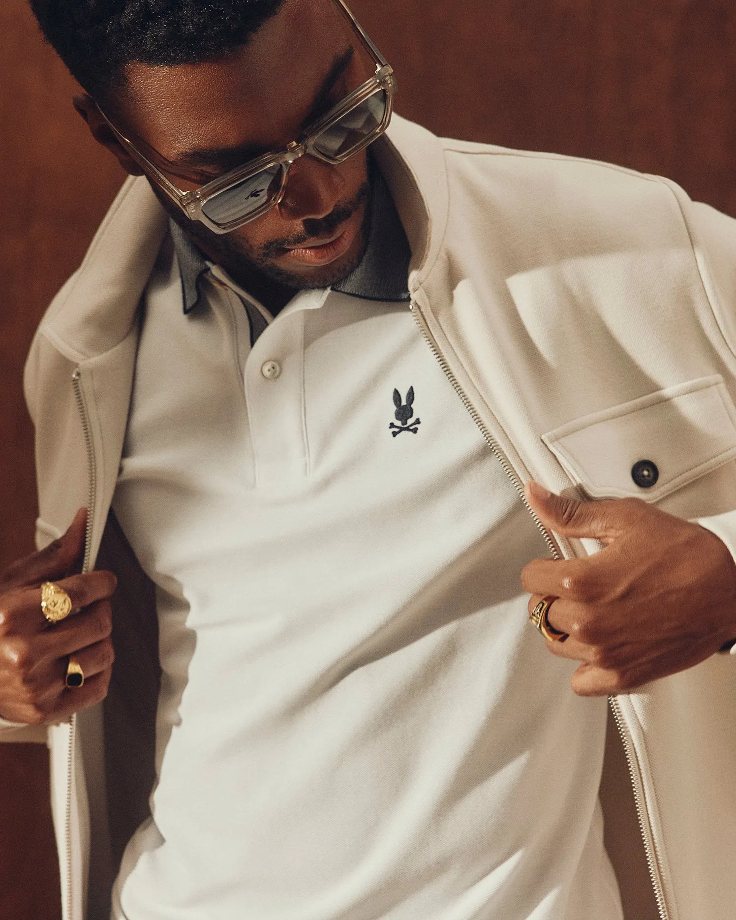 MENS JONAS STRIPE COLLAR PIQUE POLO - B6K583F200 sold by Psycho Bunny