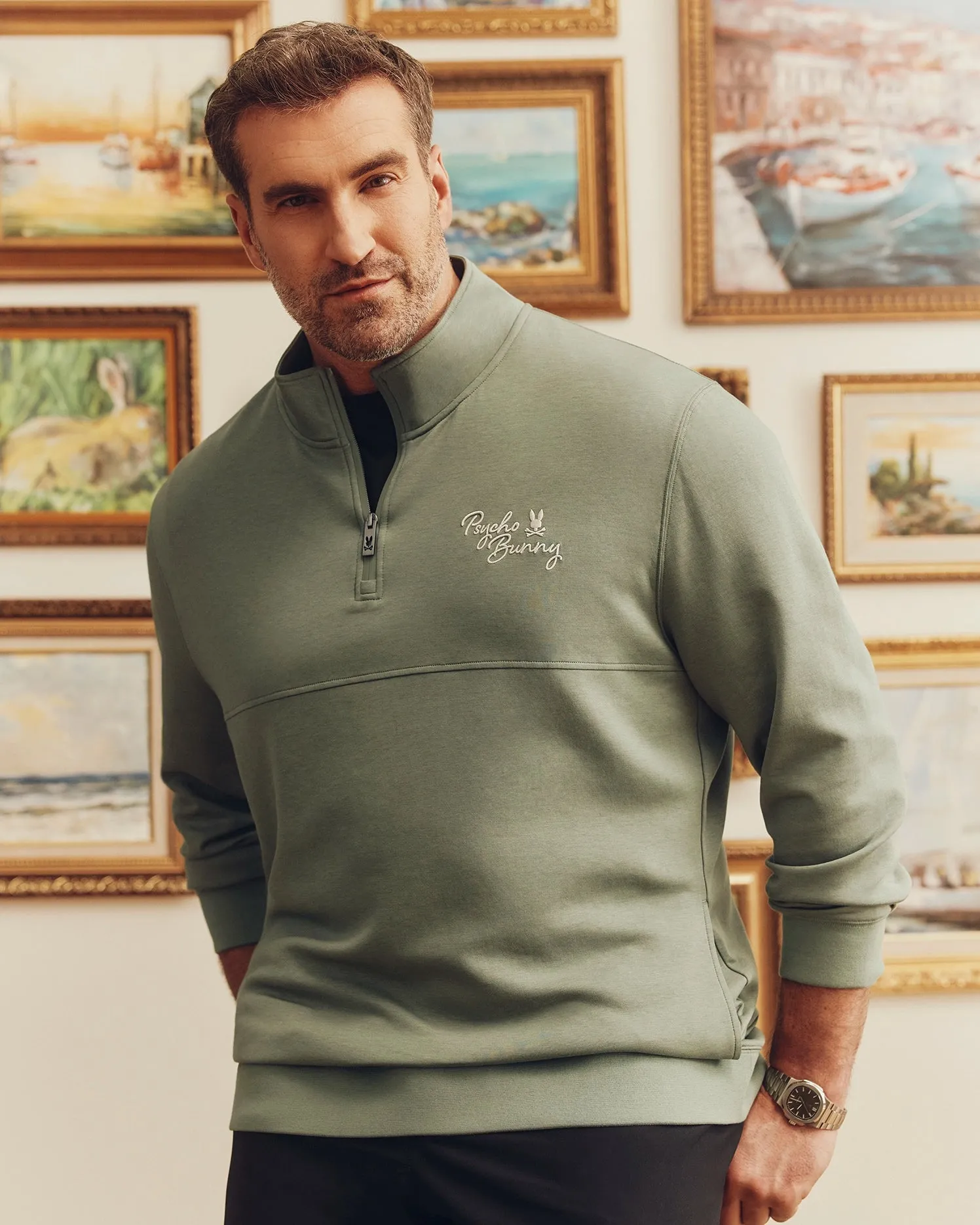 MENS BIG AND TALL DESERT 1/4 MOCK ZIP - B9S488F200 sold by Psycho Bunny