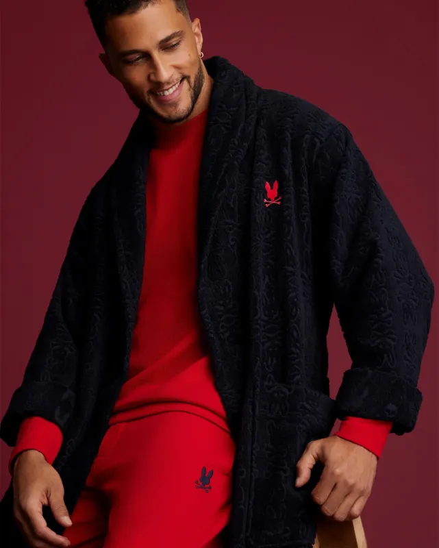 MENS ALL OVER BUNNY EMBOSSED ROBE - B6Y660A2RB sold by Psycho Bunny