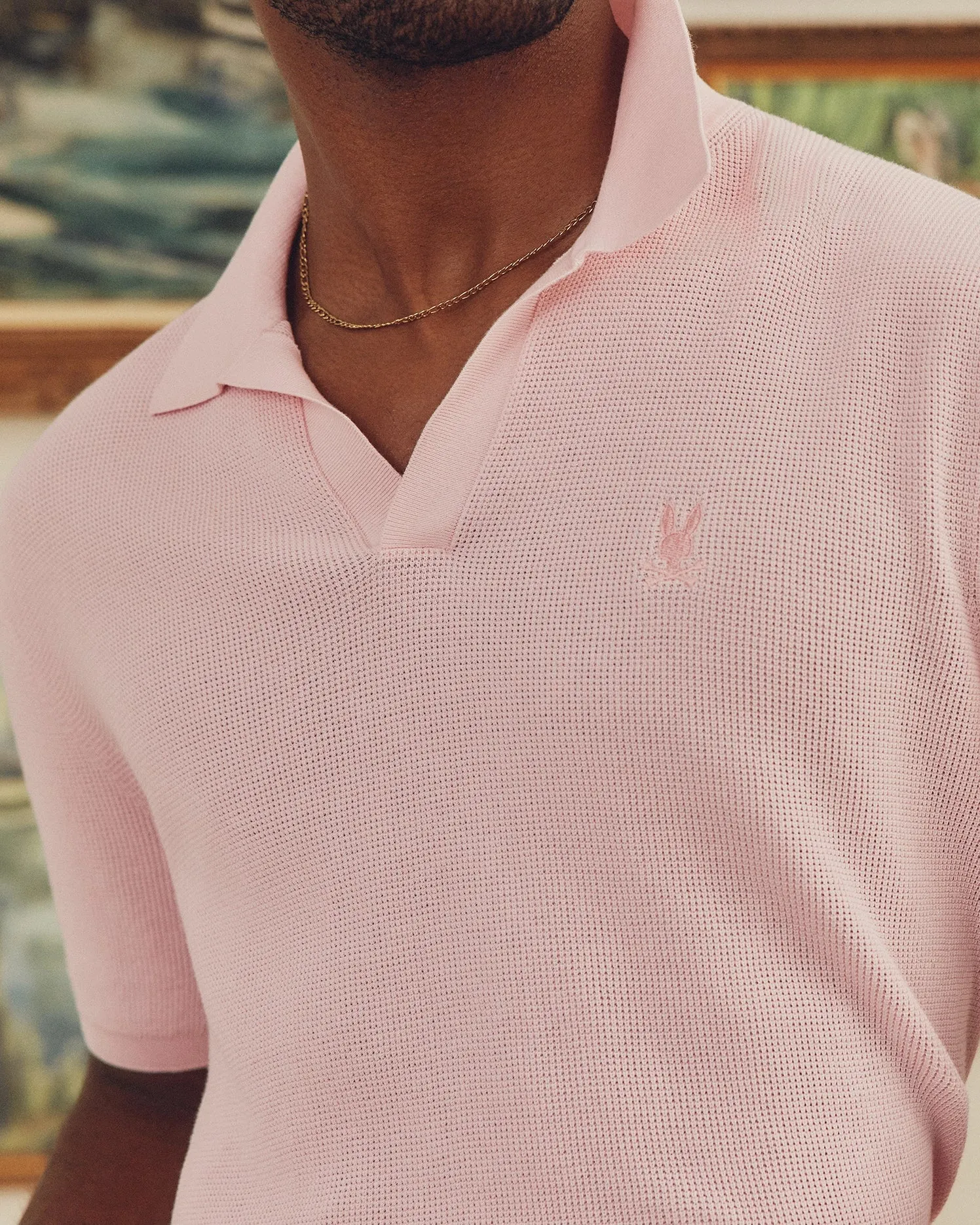 MENS LEETON JOHNNY COLLAR KNIT POLO - B6E562F200 sold by Psycho Bunny