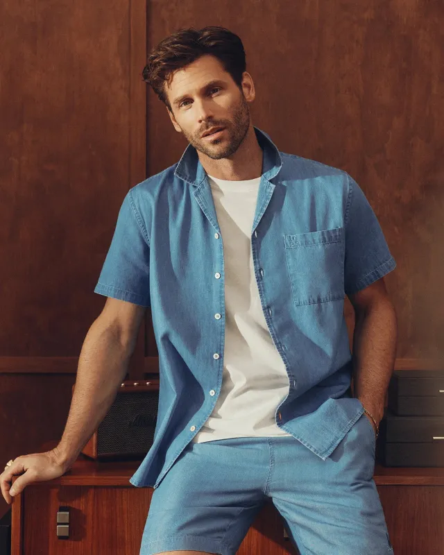 MENS KERVIN LIGHTWEIGHT DENIM WOVEN SHIRT - B6Q467F200 sold by Psycho Bunny
