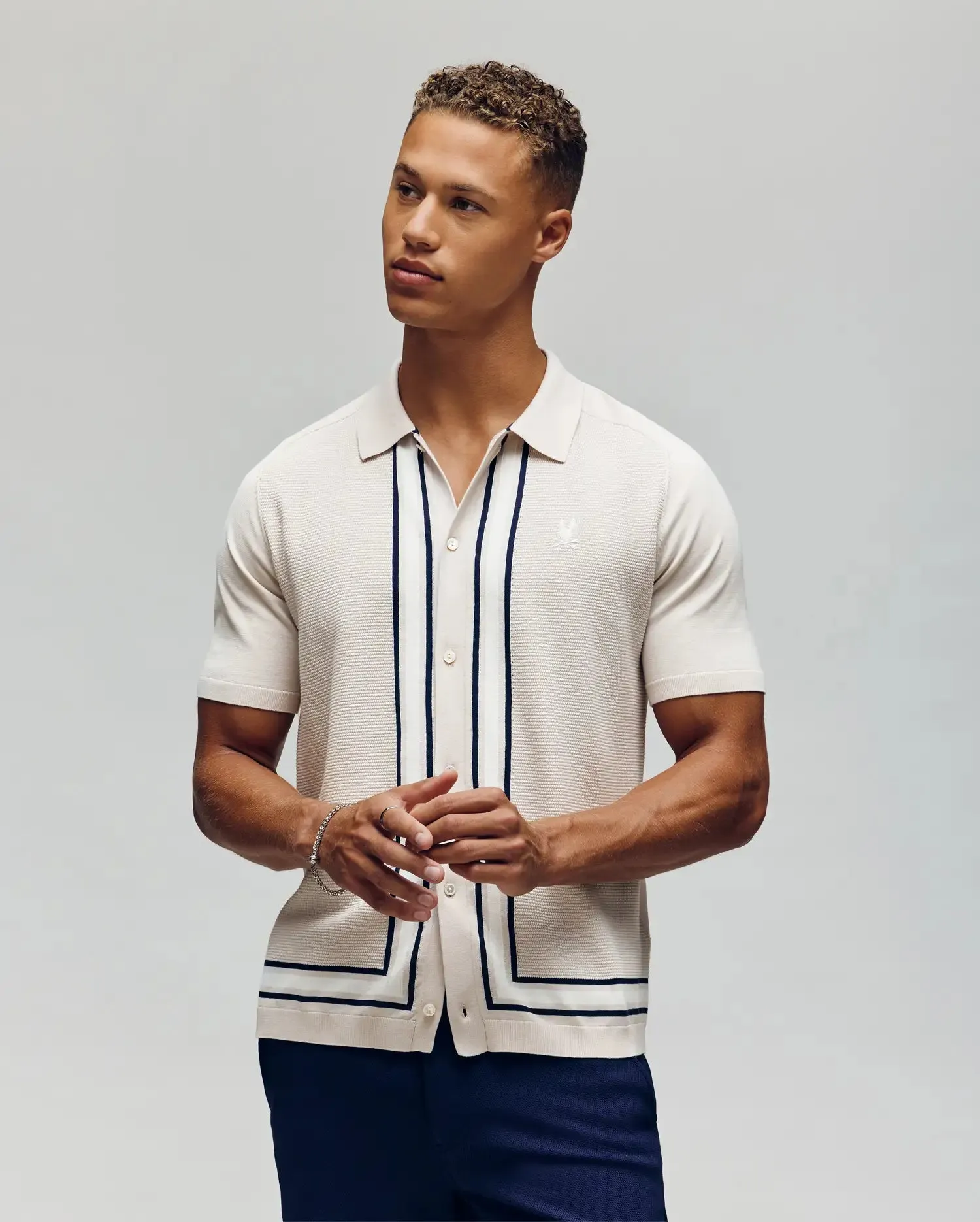 MENS DANNY BORDER STRIPE KNIT SHIRT - MT0400053 sold by Psycho Bunny