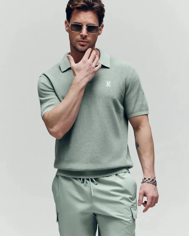 MENS LEETON JOHNNY COLLAR KNIT POLO - B6E562F200 sold by Psycho Bunny