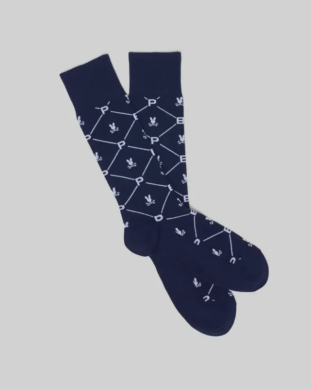 MENS NEW ALL OVER DRESS SOCK - MO2200007 sold by Psycho Bunny