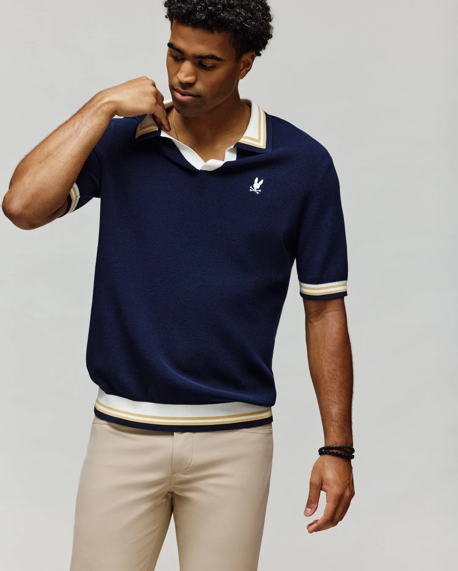 MENS CARTER JOHNNY COLLAR KNIT POLO - MT0400093 sold by Psycho Bunny