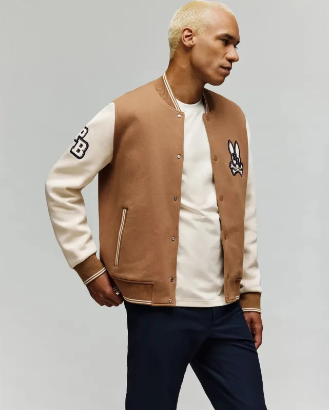 MENS WADE KNIT VARSITY BOMBER - MO110002﻿0 made by Psycho Bunny