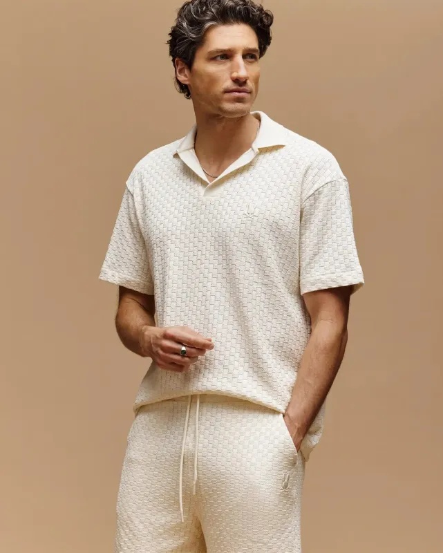 MENS KAIRO JOHNNY COLLAR CROCHET POLO - MT0100100 sold by Psycho Bunny