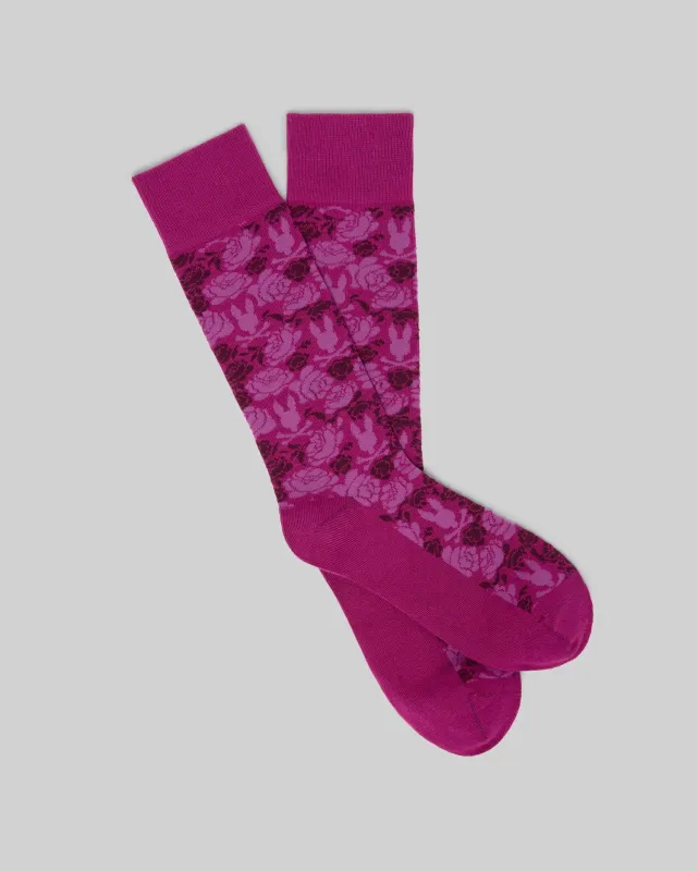 MENS FLORAL BUNNY DRESS SOCK - MO2200021 sold by Psycho Bunny