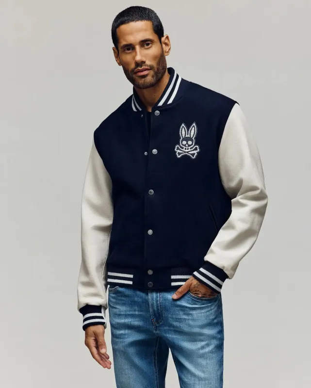 MENS JACOB LEATHER BOMBER - MO1100016 sold by Psycho Bunny