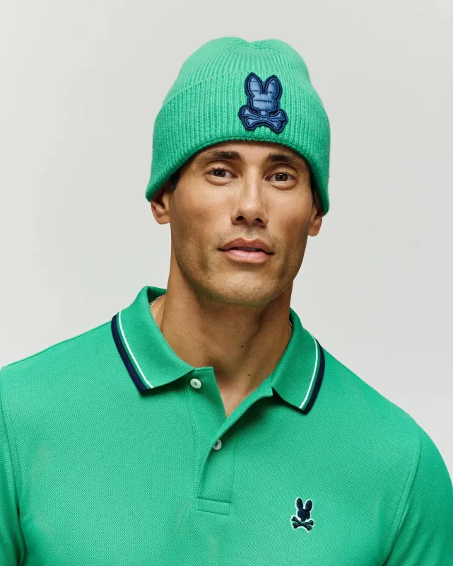 MENS RIVEN PUFFER PATCH BEANIE - MO2500020 sold by Psycho Bunny