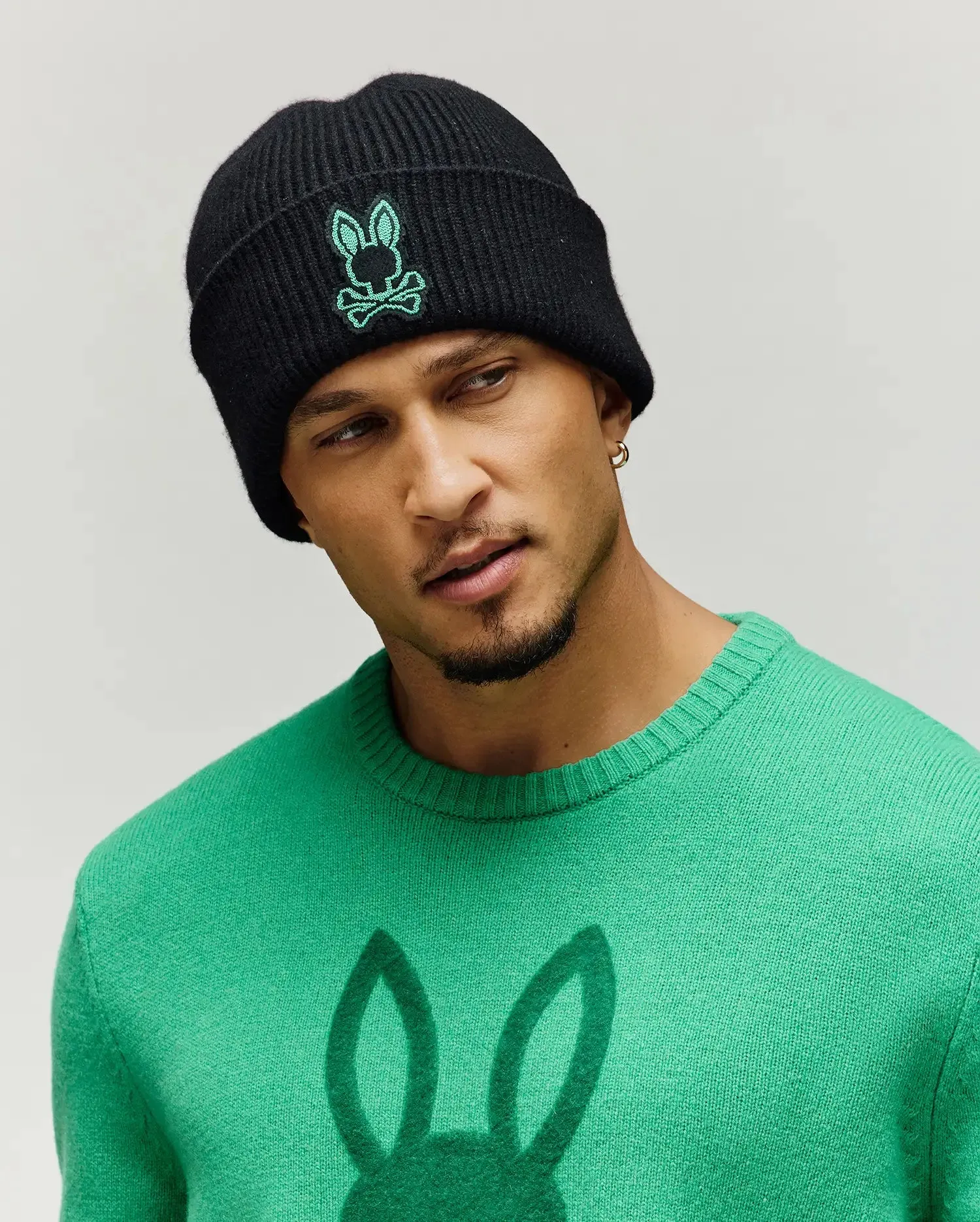 MENS GABIN PATCH BEANIE - MO2500019 sold by Psycho Bunny