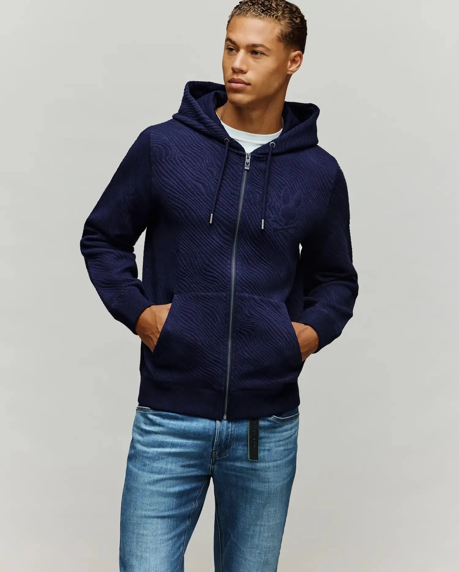 MENS KENDRICK DOUBLE KNIT JACQUARD ZIP TEXTURED HOODIE - MT0500149 sold by Psycho Bunny