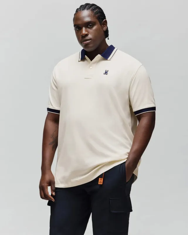 MENS BIG AND TALL INDIGO TEXTURED COLLAR PIQUE POLO - BT0100016 made by Psycho Bunny