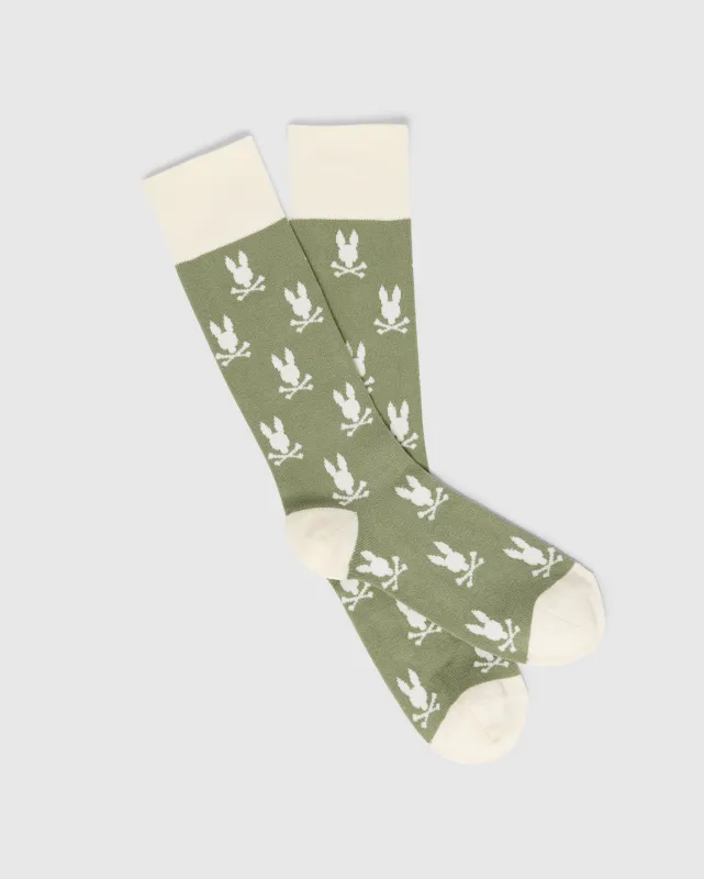 MENS ALL OVER BUNNY DRESS SOCK - B6F750F200 sold by Psycho Bunny