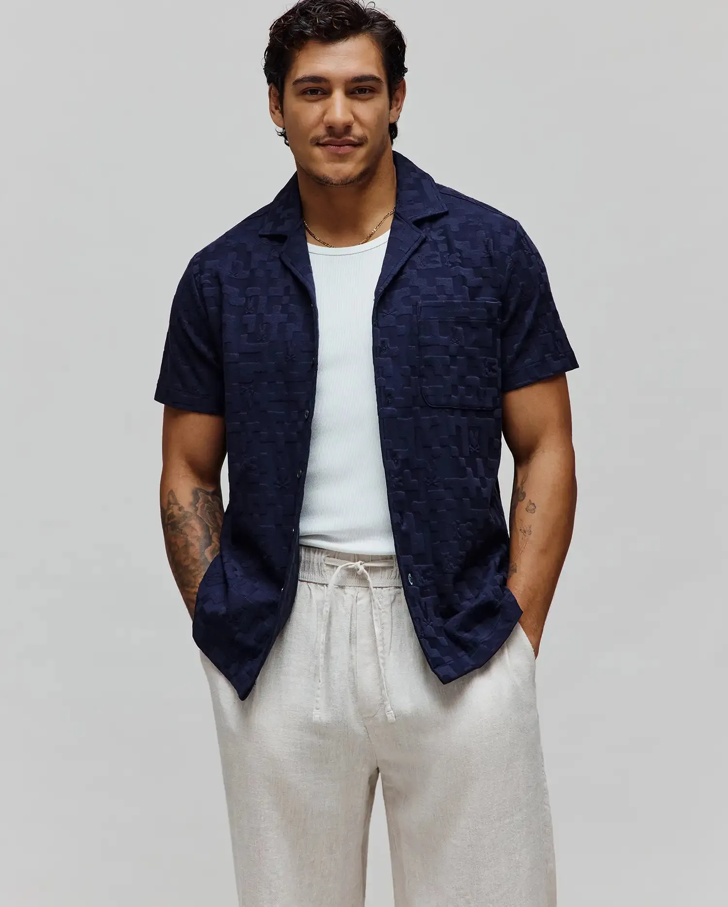 MENS JOSH JACQUARD SHIRT - MT0300071 sold by Psycho Bunny