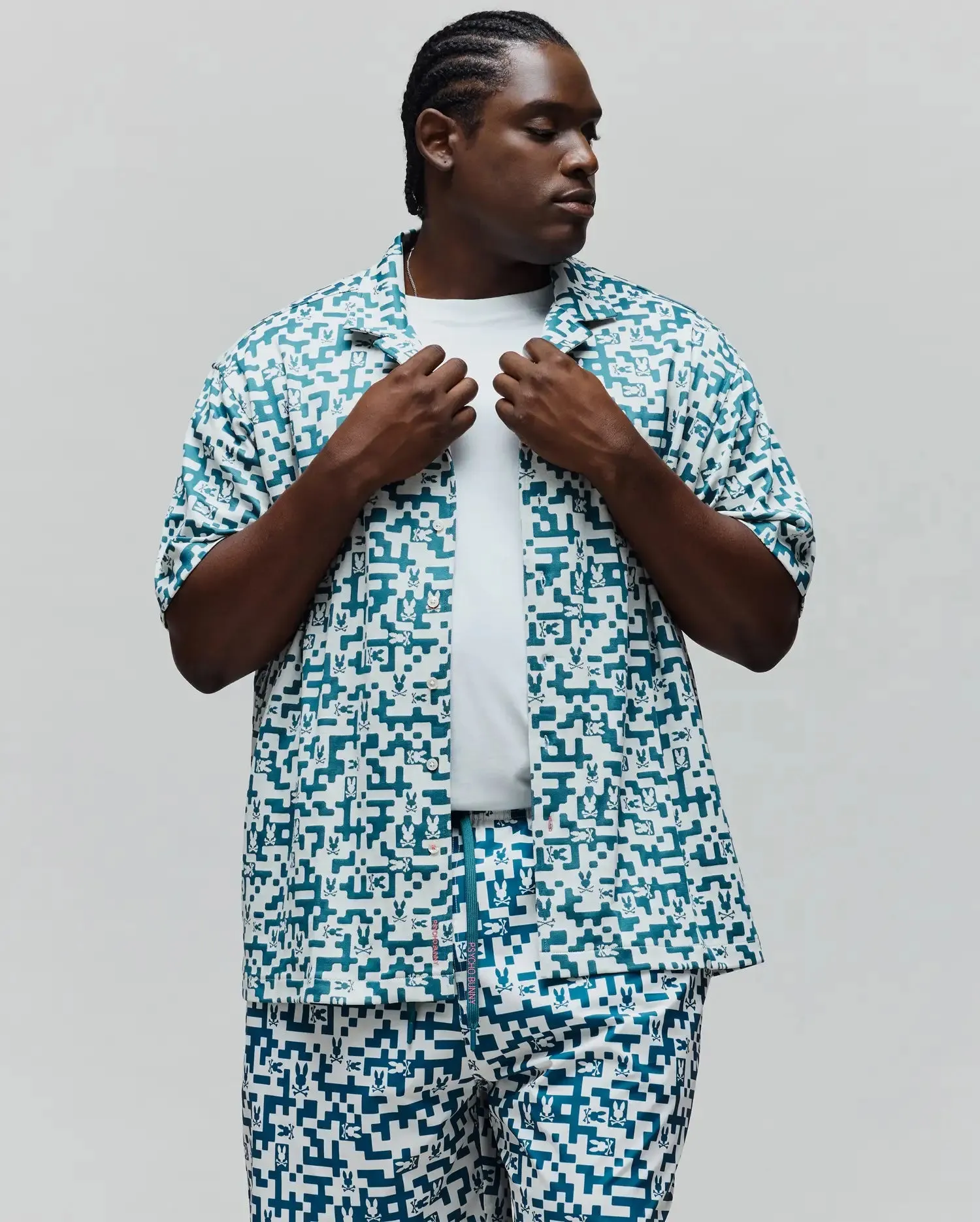 MENS BIG AND TALL JOSH JACQUARD SHIRT - BT0300004 sold by Psycho Bunny