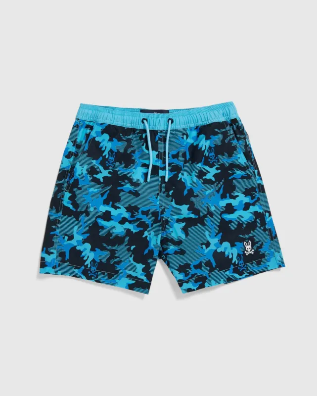 KIDS RYE ALL OVER PRINT SWIM TRUNK - B0W913Y1PO sold by Psycho Bunny