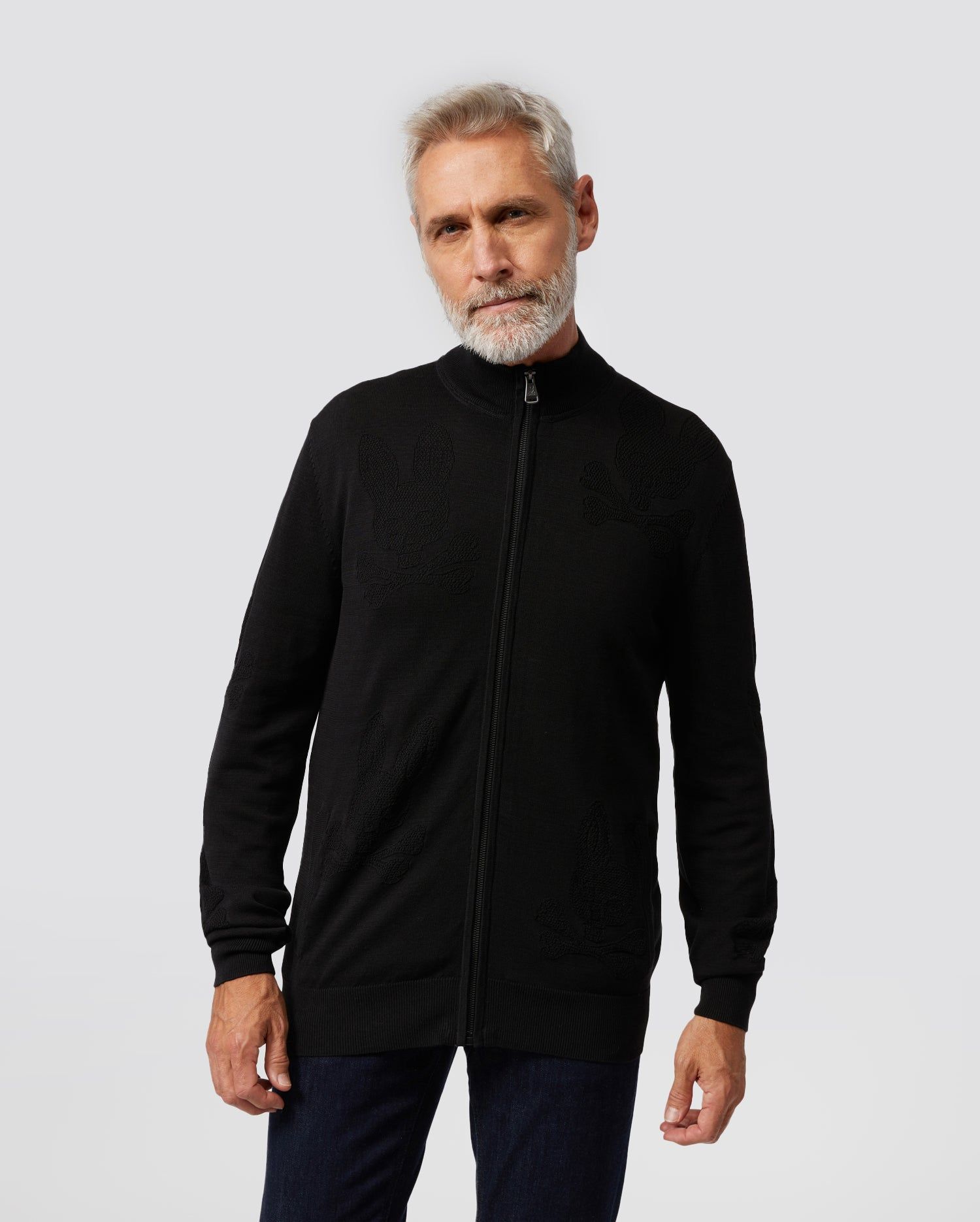 MENS LACOMB ALL OVER BUNNY ZIP SWEATER - B6E176W1CO sold by Psycho Bunny