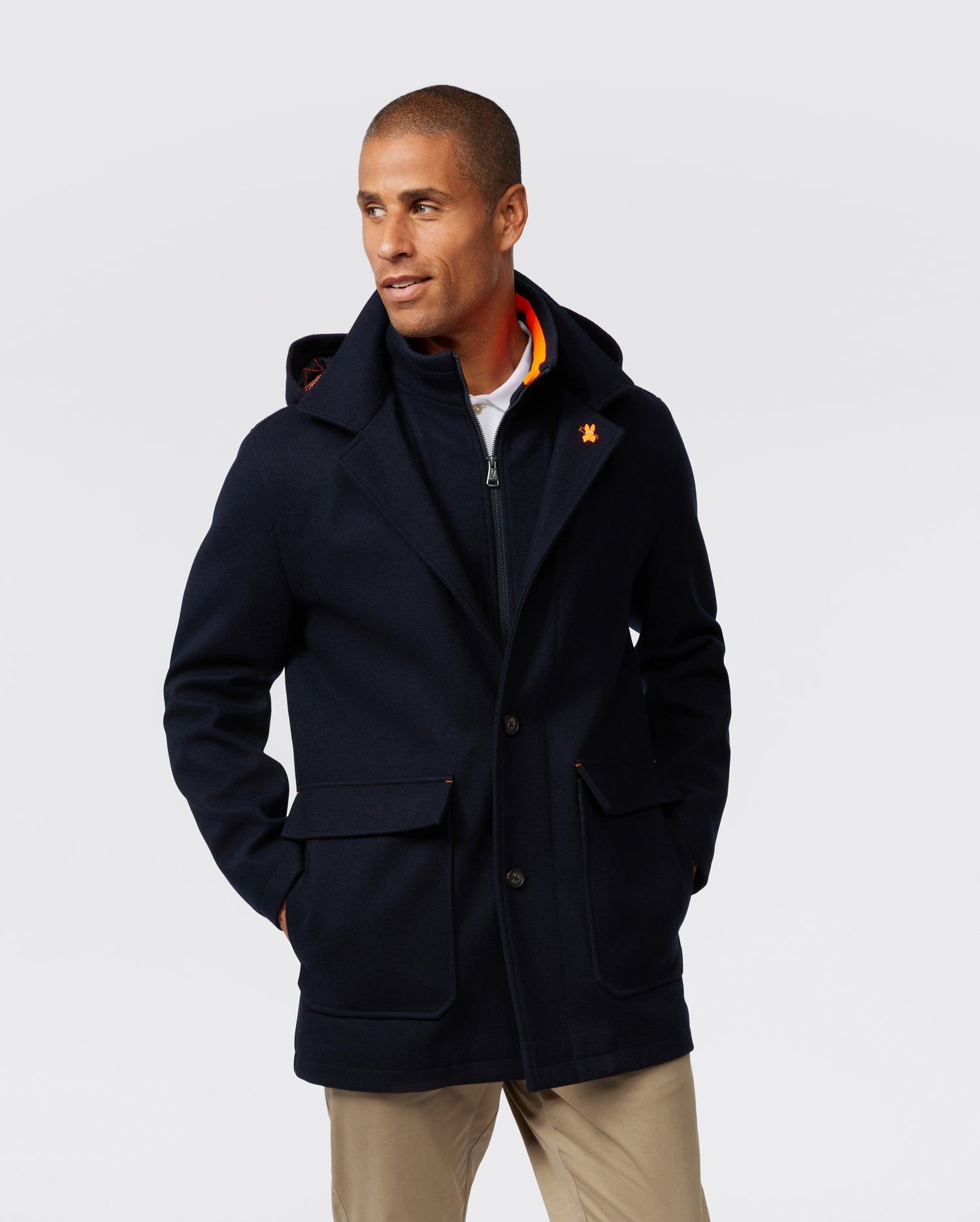 MENS CHESTER WOOL BLEND COAT WITH REMOVABLE HOOD AND FUNNEL - B6N551Z1OW sold by Psycho Bunny product image thumbnail 3