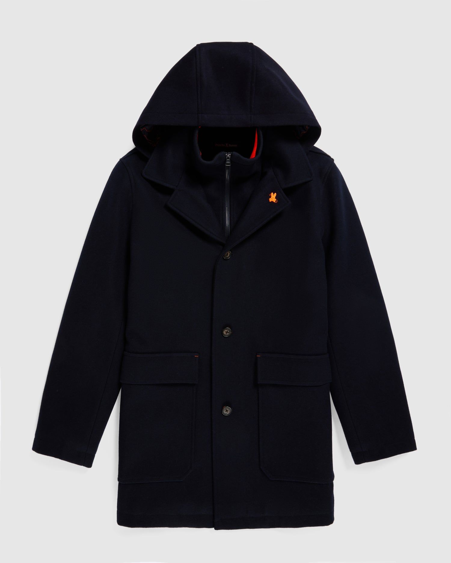 MENS CHESTER WOOL BLEND COAT WITH REMOVABLE HOOD AND FUNNEL - B6N551Z1OW sold by Psycho Bunny