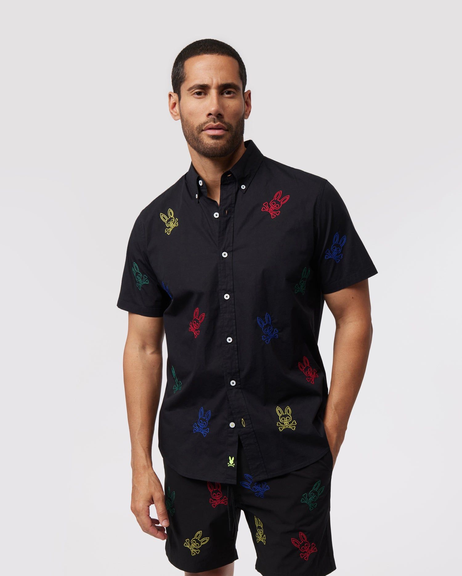 MENS LIGON ALL OVER EMBROIDERED BUNNY SHORT SLEEVE SHIRT - B6Q675X1PC sold by Psycho Bunny product image thumbnail 3