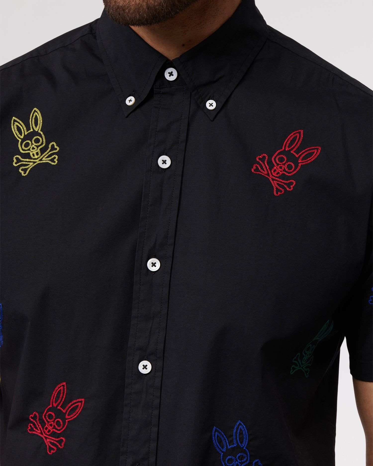 MENS LIGON ALL OVER EMBROIDERED BUNNY SHORT SLEEVE SHIRT - B6Q675X1PC sold by Psycho Bunny product image thumbnail 5