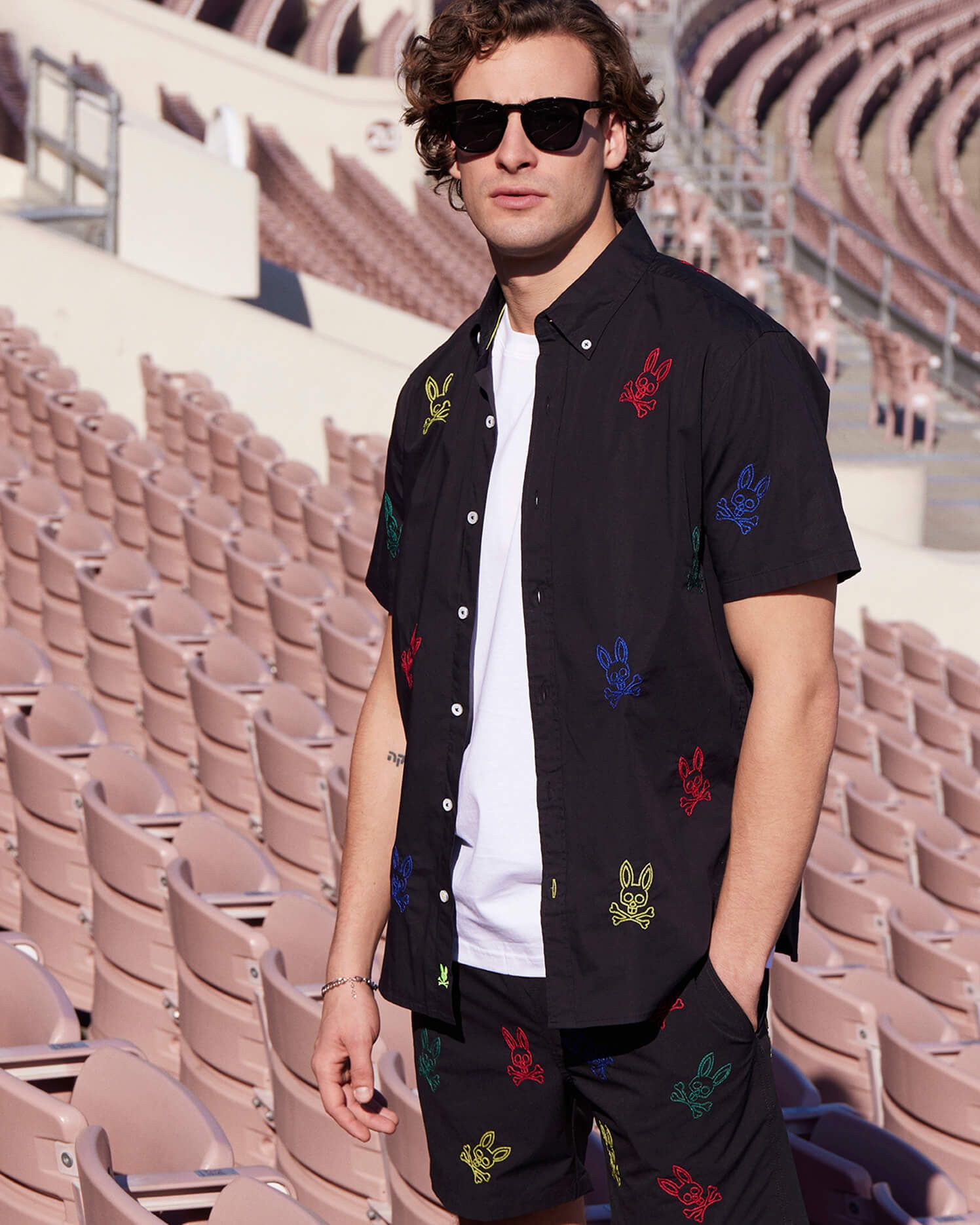 MENS LIGON ALL OVER EMBROIDERED BUNNY SHORT SLEEVE SHIRT - B6Q675X1PC sold by Psycho Bunny product image thumbnail 2