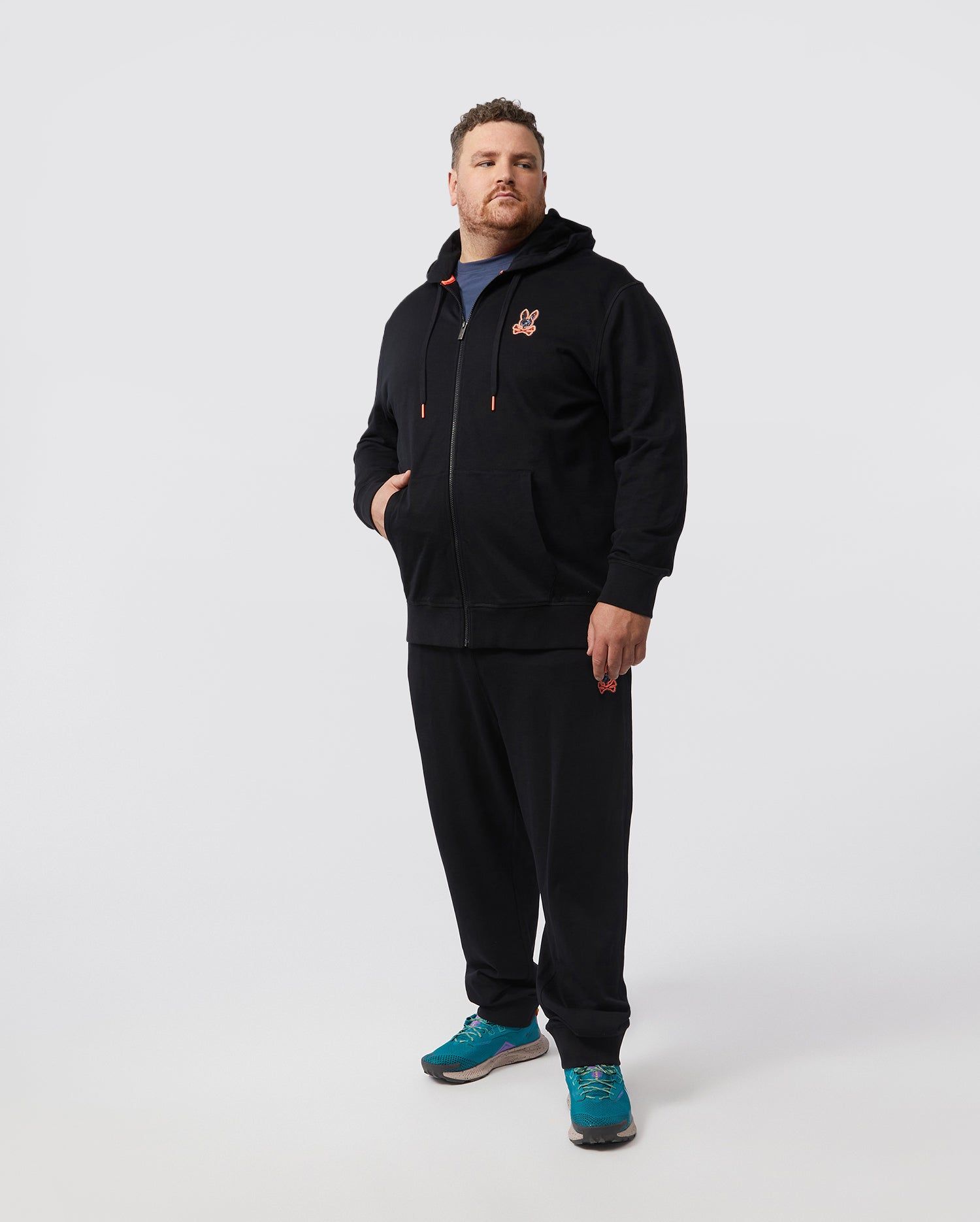 MENS BIG AND TALL WAVERLY BUNNY LOGO ZIP HOODIE - B9H752U1FT sold by Psycho Bunny product image thumbnail 4