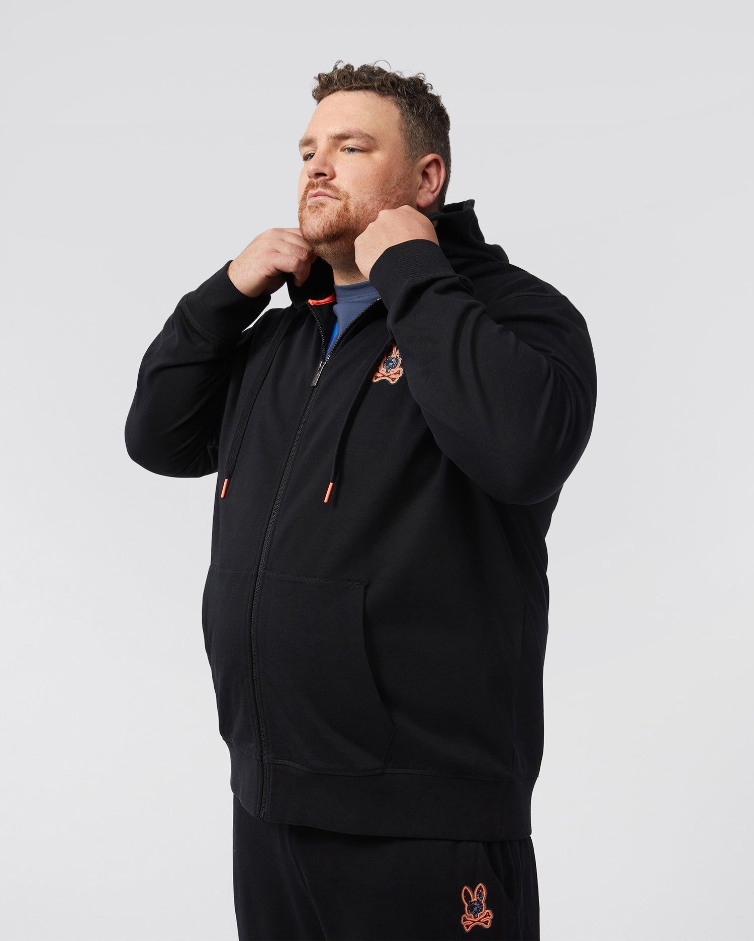 MENS BIG AND TALL WAVERLY BUNNY LOGO ZIP HOODIE - B9H752U1FT sold by Psycho Bunny