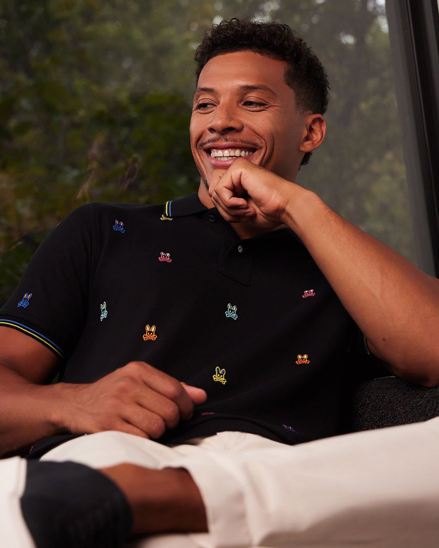 MENS CARSON ALL OVER EMBROIDERED BUNNY POLO - B6K501A2PC sold by Psycho Bunny