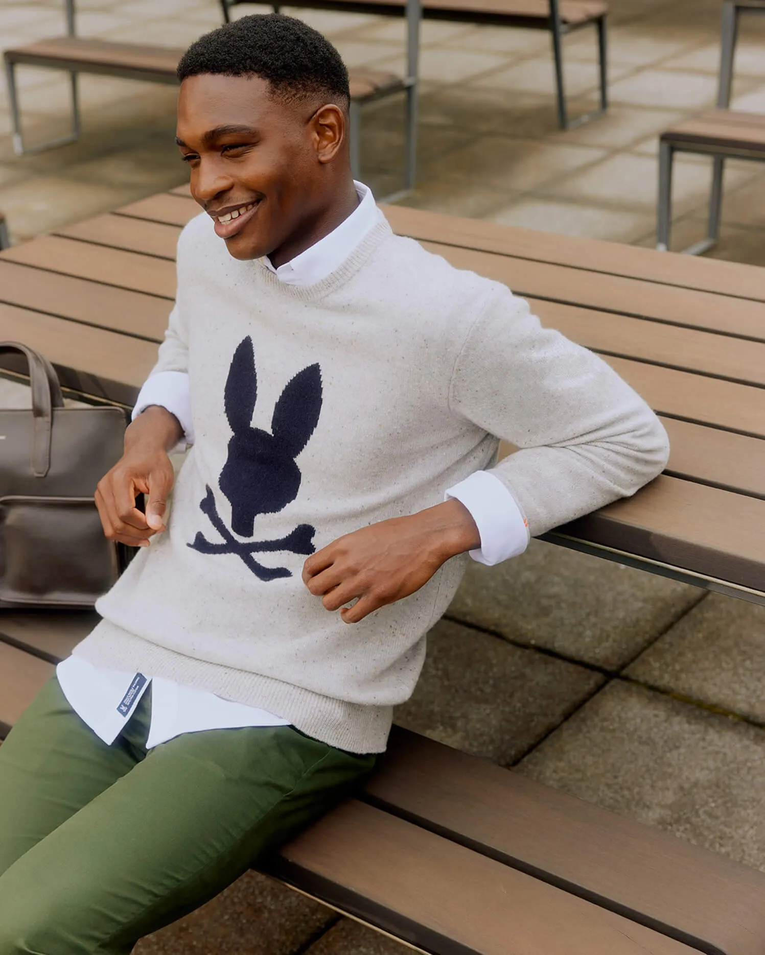 MENS RIVERDALE PSYCHO BUNNY MERINO WOOL SWEATER - B6E523Z1SW sold by Psycho Bunny product image thumbnail 4