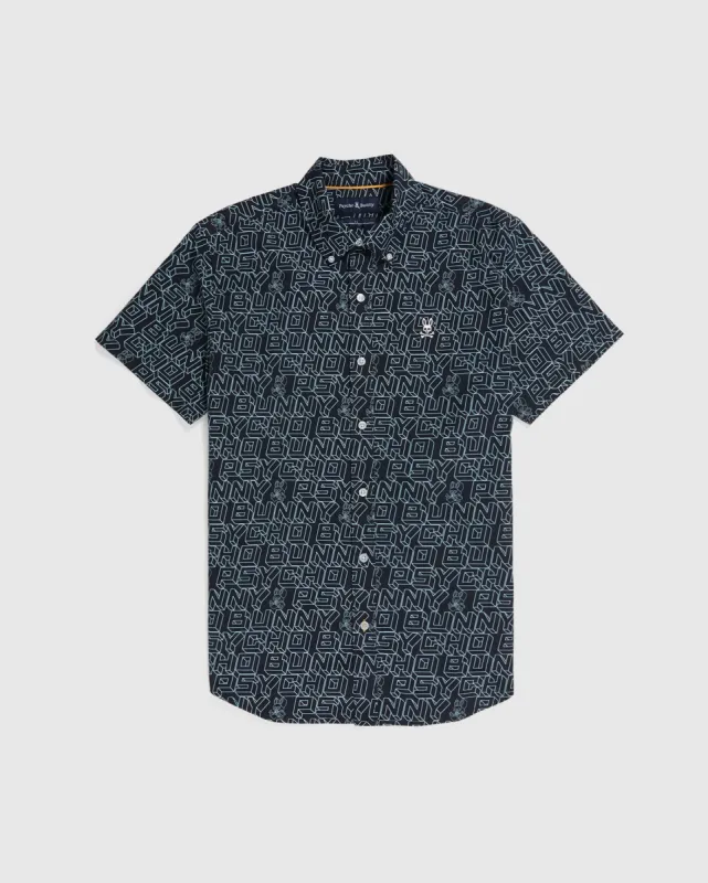 MENS DAYTON ALL OVER PRINT SHIRT - B6Q237Y1SH sold by Psycho Bunny