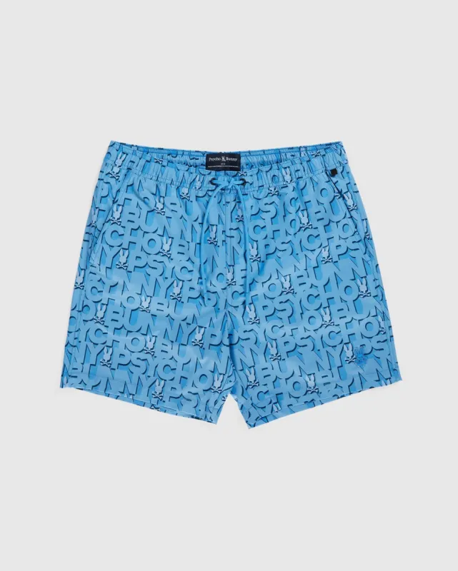MENS BIG AND TALL DAMON ALL OVER PRINT SWIM TRUNK - B9W911Y1PO sold by Psycho Bunny
