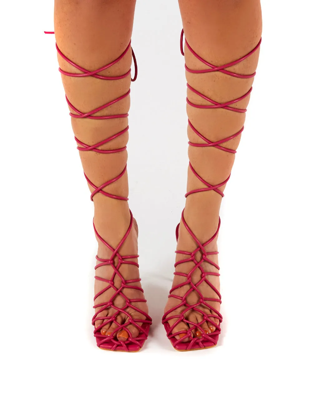 Rulebreaker Pink Lace Up Stiletto High Heels sold by Public Desire product image thumbnail 3