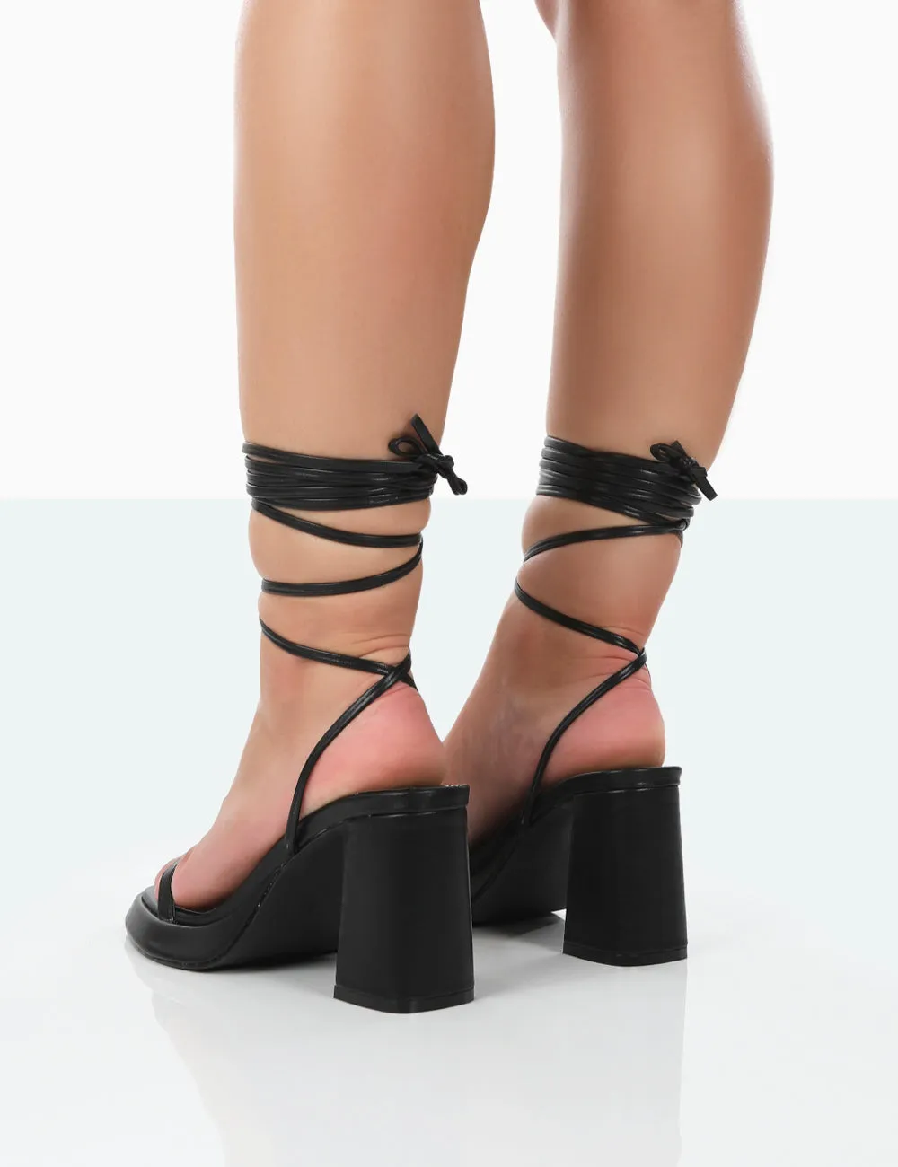 Jaipur Black Grain PU Strappy Squared Toe Mid Heels sold by Public Desire product image thumbnail 3