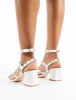 Always Studded Strappy Block Mid Heels in White sold by Public Desire