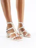 Always Studded Strappy Block Mid Heels in White sold by Public Desire