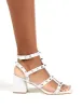Always Studded Strappy Block Mid Heels in White sold by Public Desire