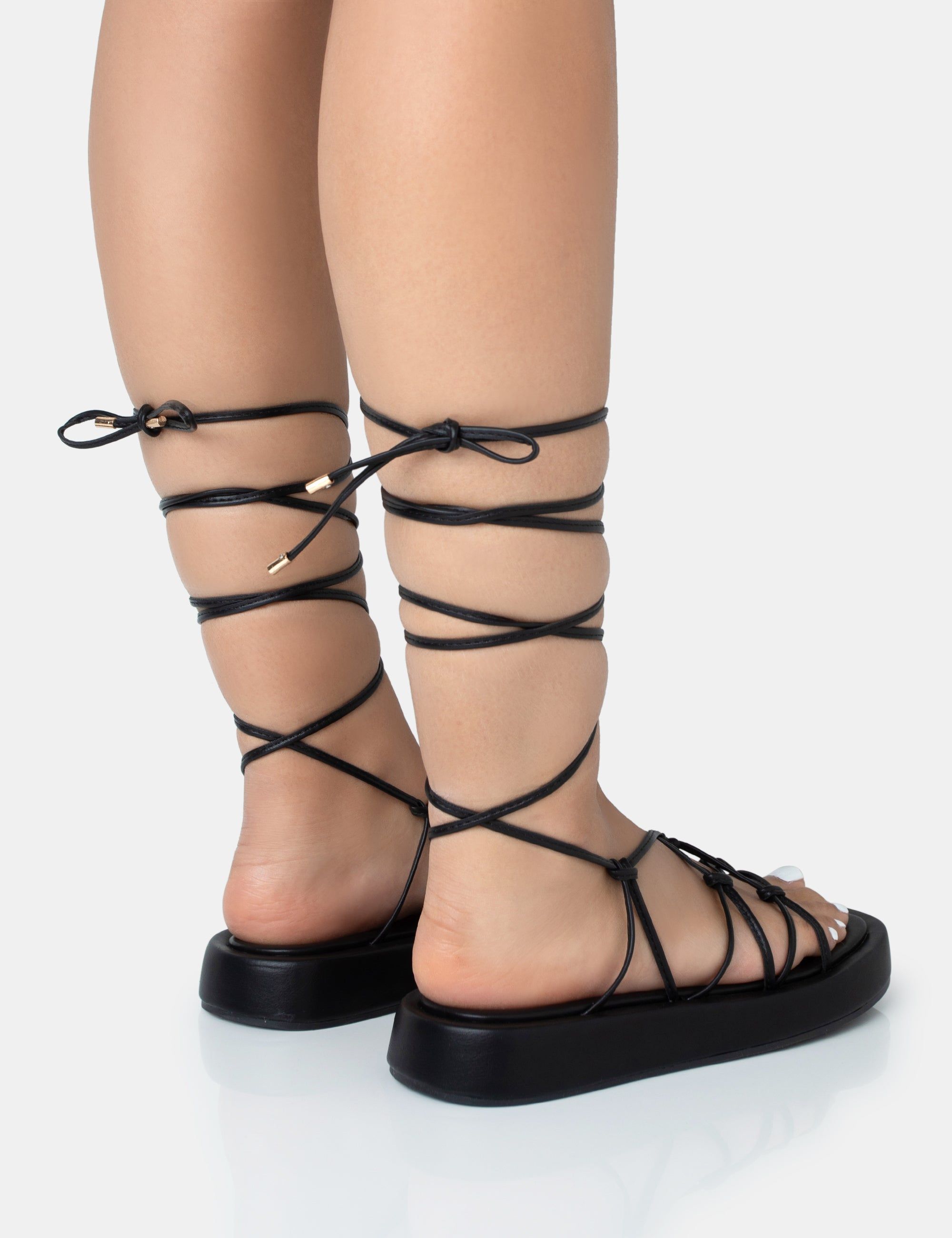 Babygirl Black Flatform Lace Up Sandals sold by Public Desire product image thumbnail 4
