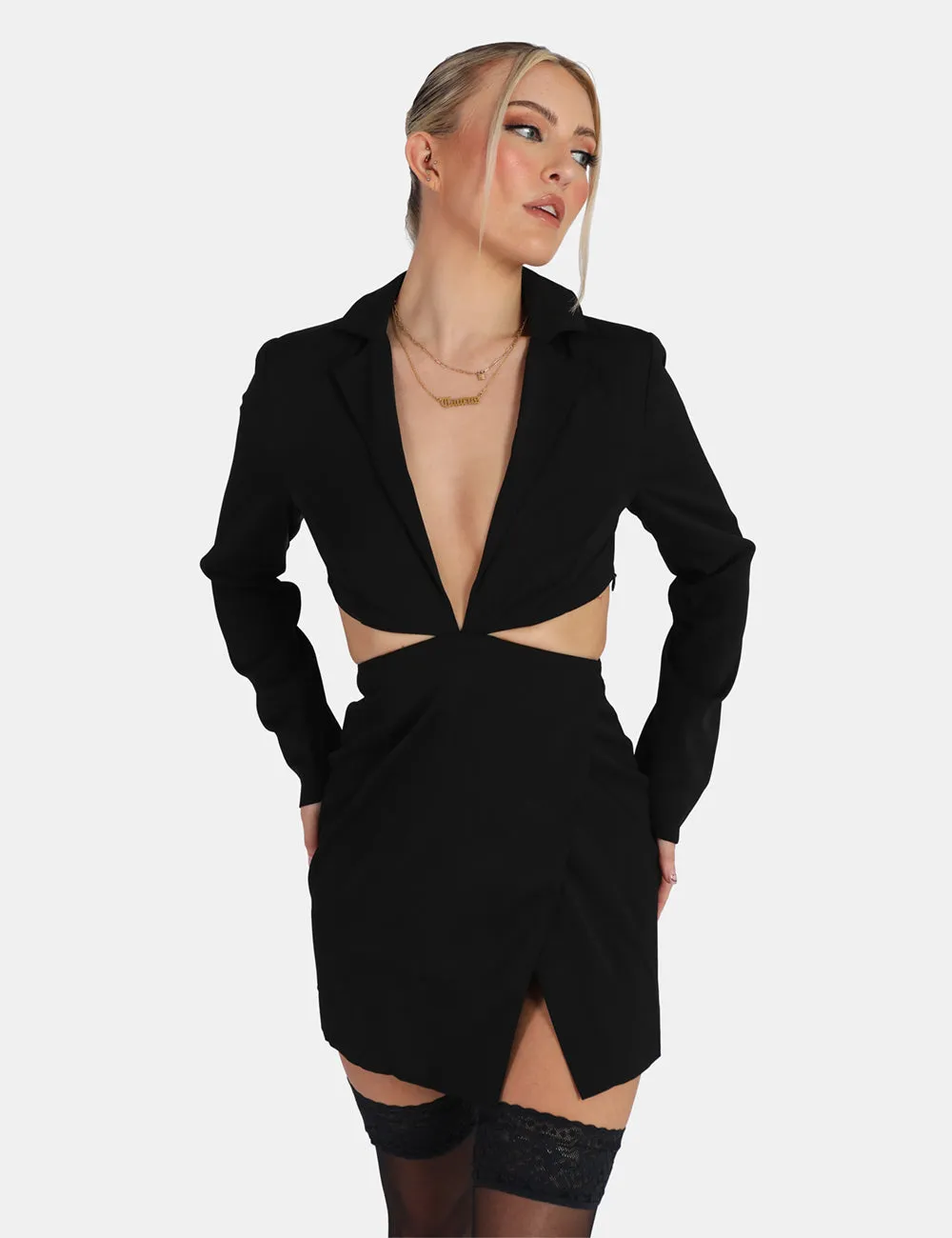 Cut Out Chain Waist Blazer Dress Black sold by Public Desire product image thumbnail 4