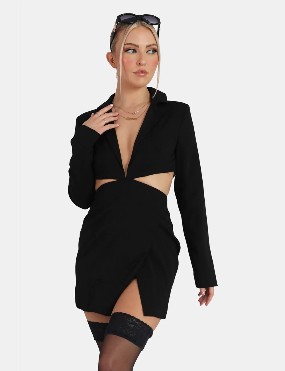 Cut Out Chain Waist Blazer Dress Black sold by Public Desire product image thumbnail 3