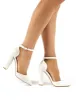 Sofia Wide Fit White Croc Pointed Block Heels sold by Public Desire