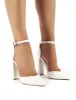 Sofia Wide Fit White Croc Pointed Block Heels sold by Public Desire