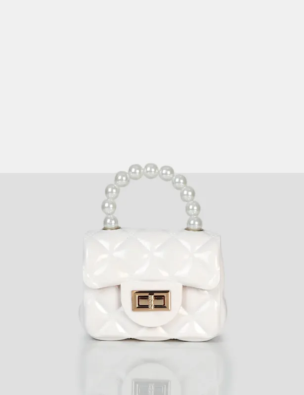 The Iddy White Patent Pearl Mini Bag sold by Public Desire