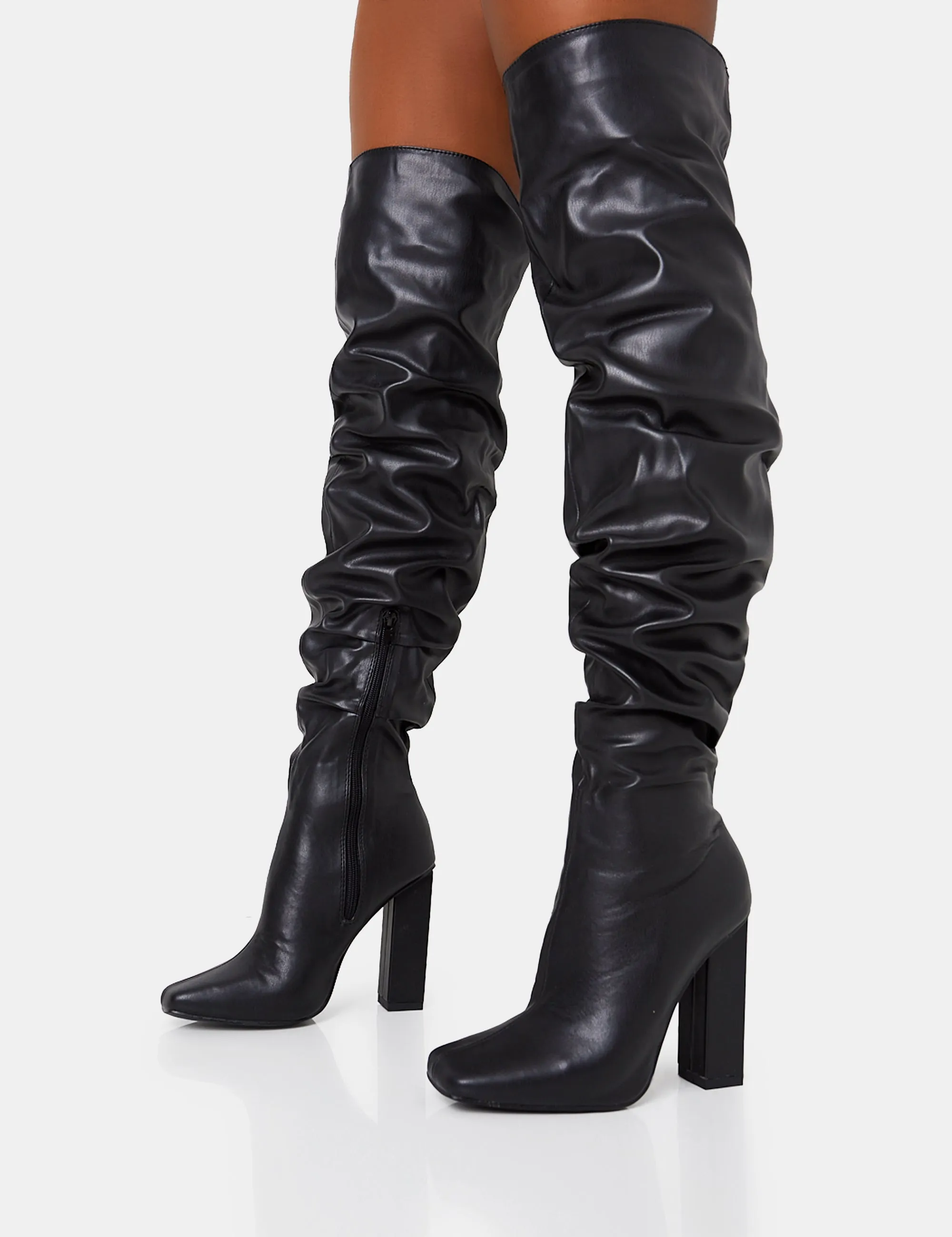 Cassia Black Square Toe Block Heel Over The Knee Boots sold by Public Desire product image thumbnail 2