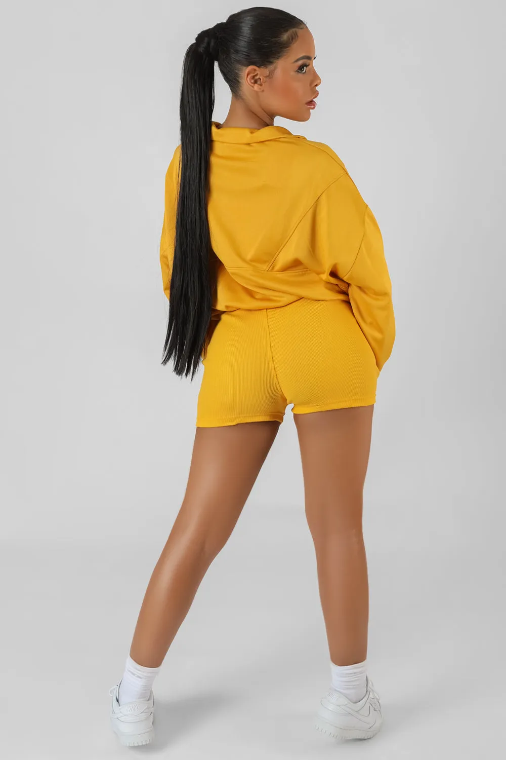 Half Zip Pullover Gathered Kaiia Sport Crop Top Mango sold by Public Desire product image thumbnail 4