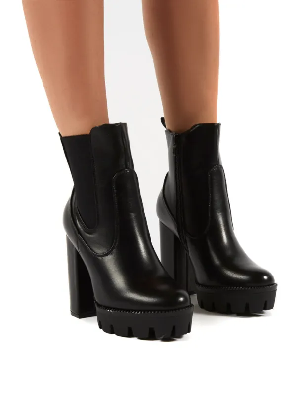 Iva Black PU Platform High Heel Ankle Boots sold by Public Desire