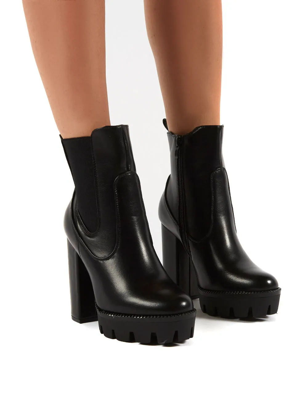 Iva Black PU Platform High Heel Ankle Boots sold by Public Desire