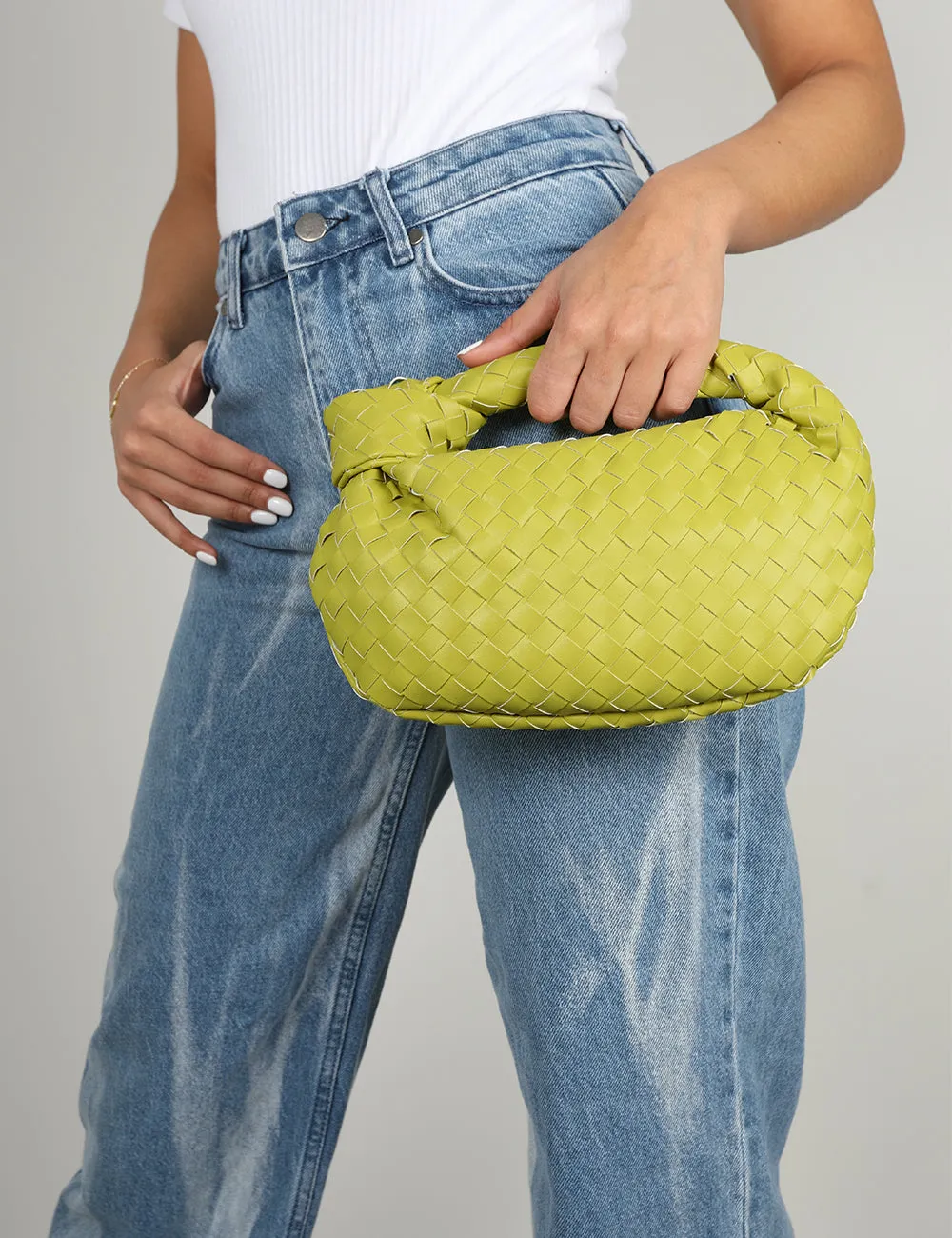 The Blame Chartreusse Lime Woven PU Knot Detail Mini Grab Bag sold by Public Desire product image thumbnail 4